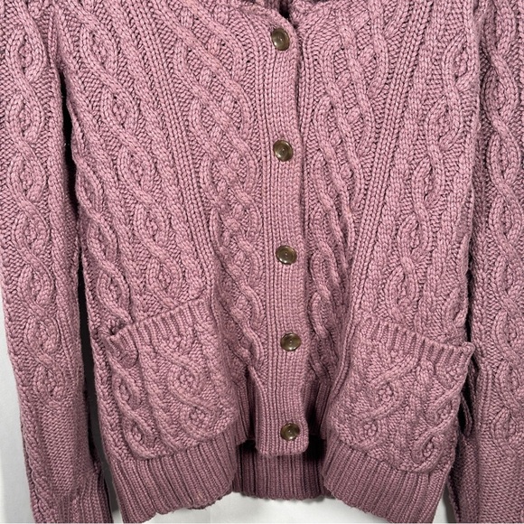 Etcetera Cable Knit Shawl Collar Cardigan Dusty Lilac Cottagecore S Cozycore - Picture 4 of 8